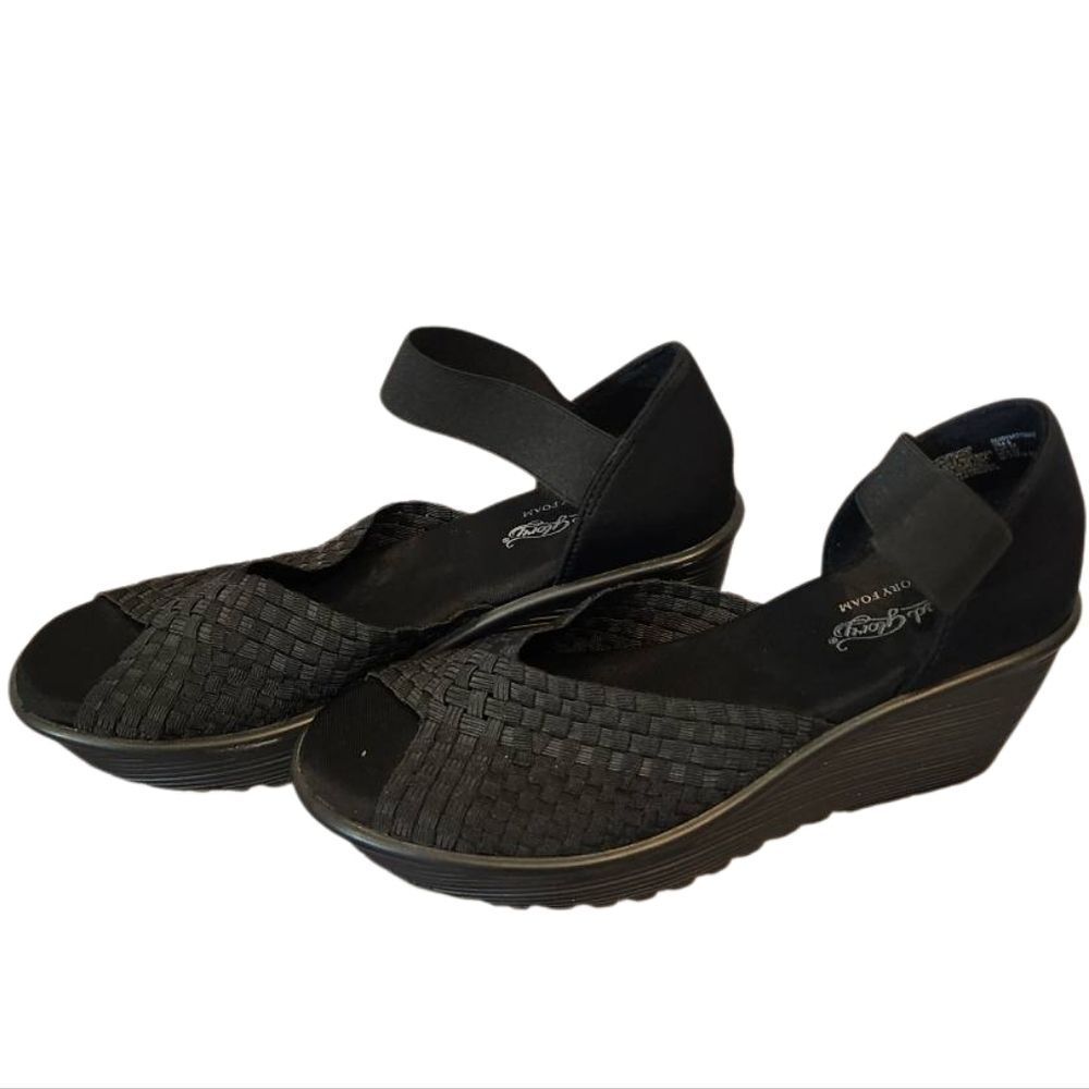 Faded Glory‎ Stylish Black Wedge Shoes Size 6